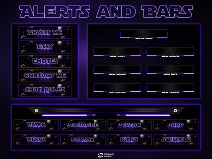 Space Twitch Overlay Pack | Animated Sci-Fi Stream Screens | Galaxy Streaming Package | gaming stream overlays | Streams Alerts | Streamlabs