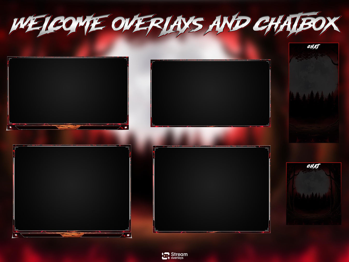 Moon Forest Animated Twitch Overlay | Blood Stream Pack | Dark Streams Screens | Streaming Scenes | Gaming Panels | Alerts | Horror Stream