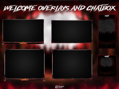 Moon Forest Animated Twitch Overlay | Blood Stream Pack | Dark Streams Screens | Streaming Scenes | Gaming Panels | Alerts | Horror Stream