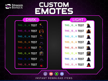 Purple Neon Hacker Twitch Emotes | Grim Reaper Emoji Pack for Streamers | Cute Reaper Twitch Emotes | Kawaii Grim Reaper Emote Pack