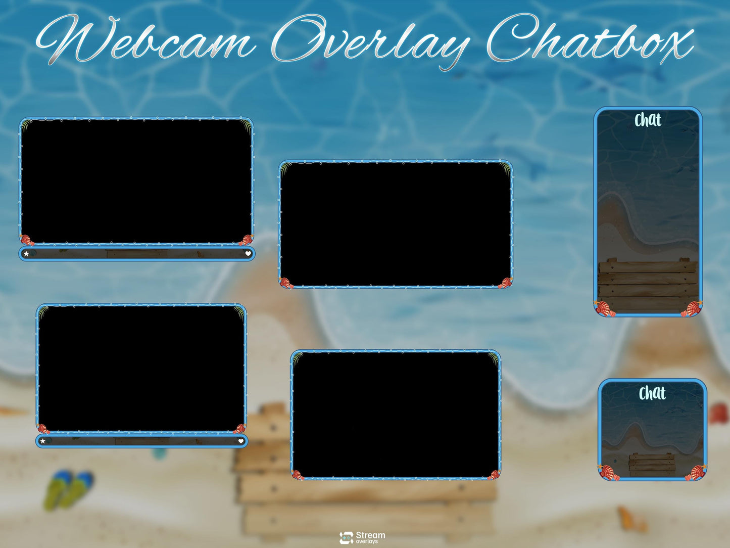 Beach Theme Gaming Overlay | Animated Streaming Pack | Summer Twitch Overlay | Ocean Screens Animation | Alerts | Panels | Streamlabs | OBS