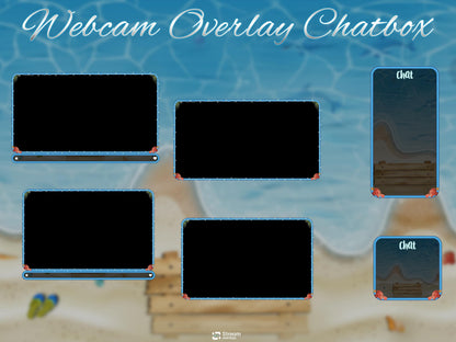 Beach Theme Gaming Overlay | Animated Streaming Pack | Summer Twitch Overlay | Ocean Screens Animation | Alerts | Panels | Streamlabs | OBS