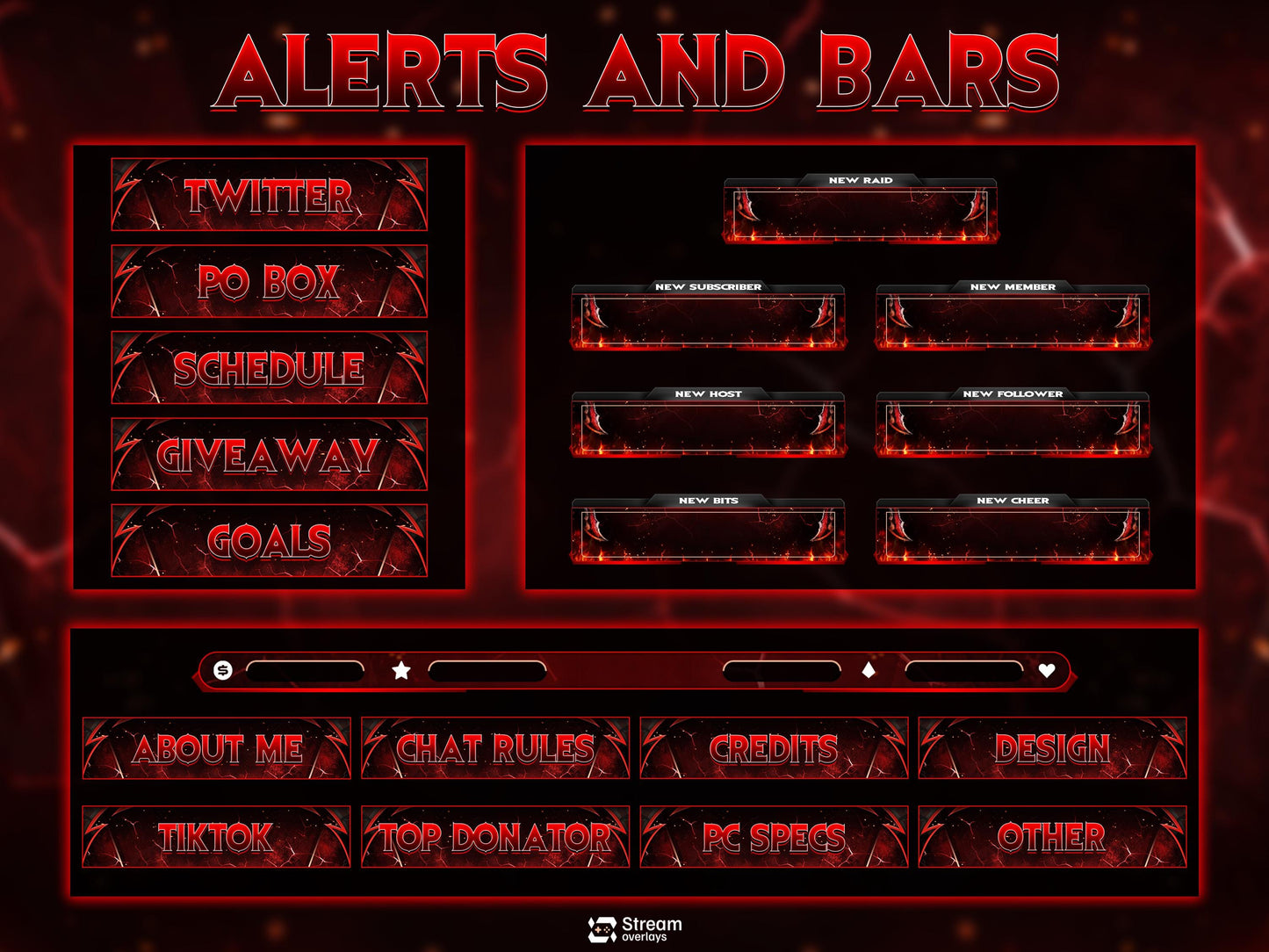 Red Demon Blade Stream Overlay Pack Animated | Dark Fire Twitch Screens | Hell Theme Starting Soon, Devil Alerts,  Panels OBS Kick YouTube