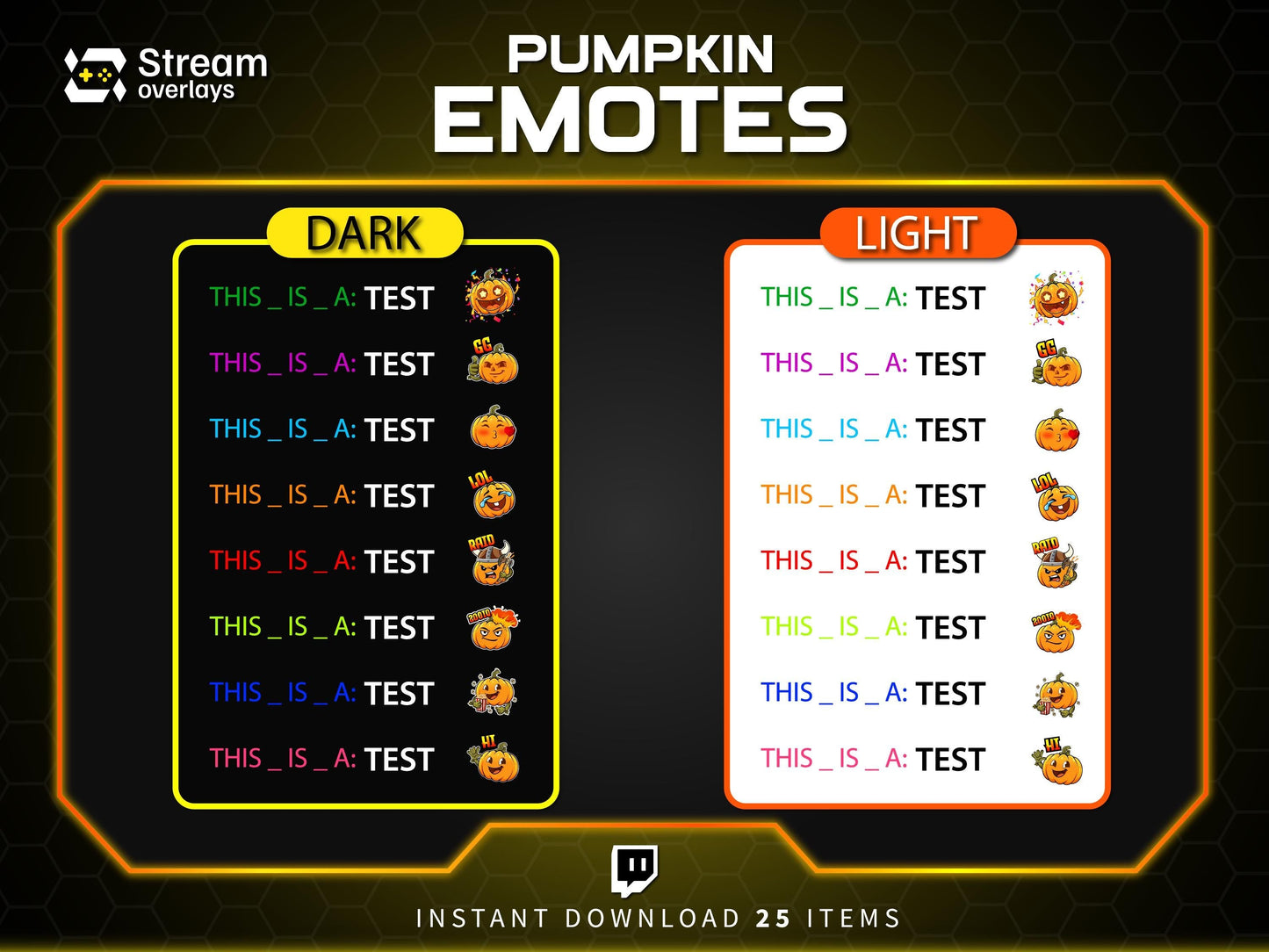 25 Pumpkin Stream Emotes, Spooky Fall Emojis (PNG Digital Download)