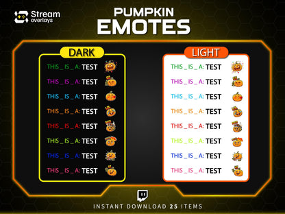 25 Pumpkin Stream Emotes, Spooky Fall Emojis (PNG Digital Download)