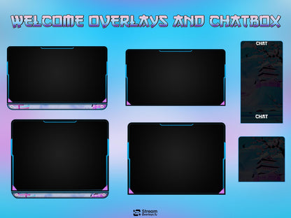 Japanese Kawaii Twitch Overlay | Sakura Cherry Blossom Stream Overlays | Cozy Mountain Lake OBS Bundle | Pastel Sky Screens, Panels, Webcam