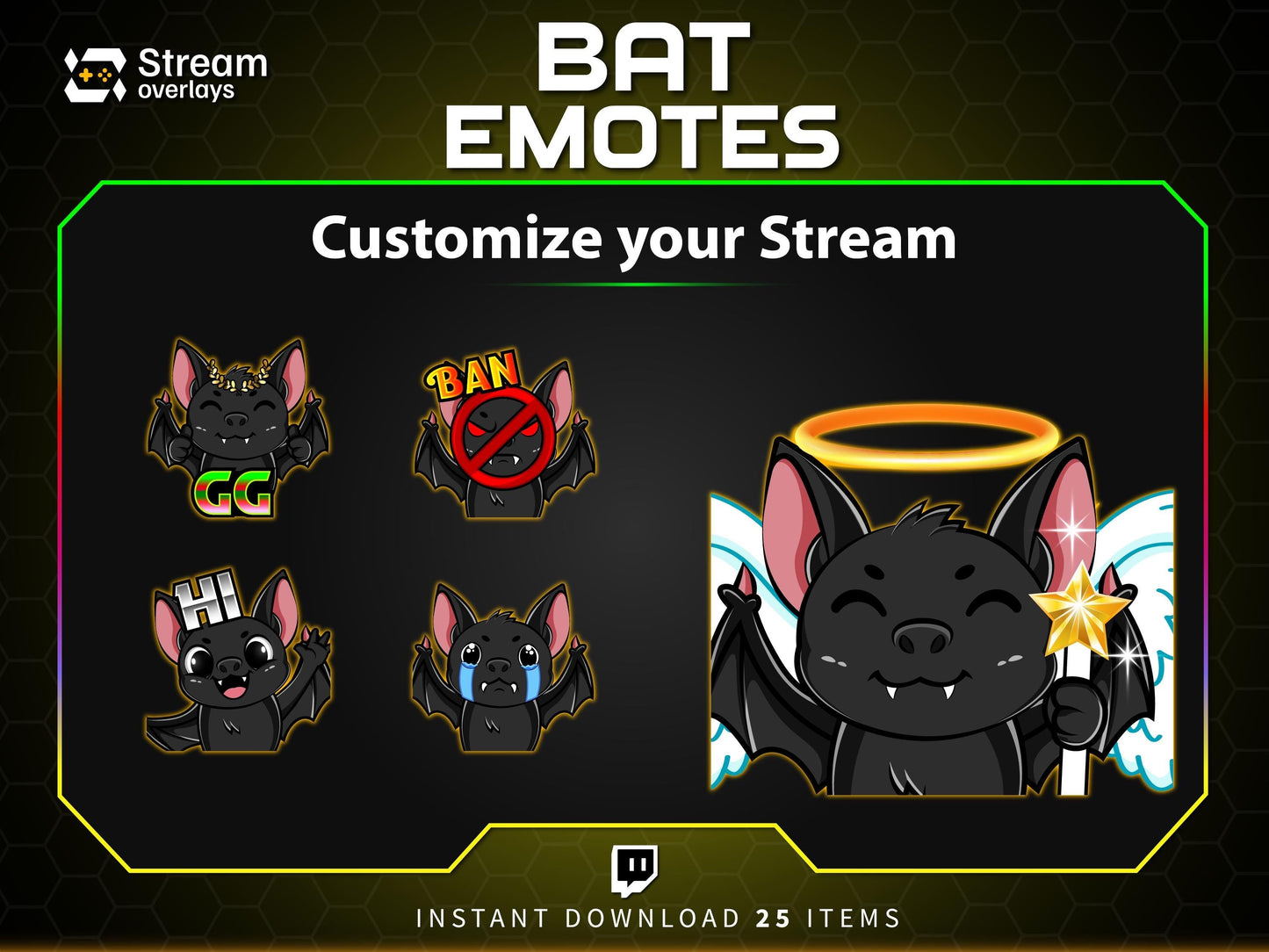 25x Spooky Bat Twitch Emotes | Animated & Static (Instant Download)
