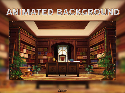 Library Stream Overlay | Study Room Twitch Overlays | Books Screaming | Vintage President Streaming Overlays | Starting Soon, Books Panels