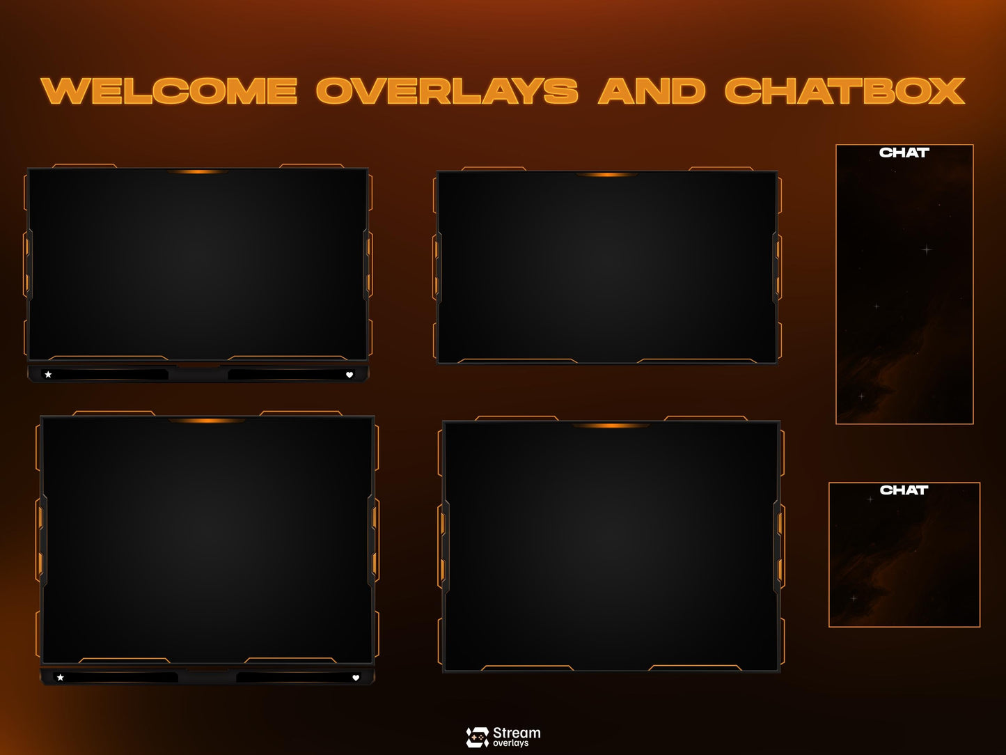 Cosmic Twitch Overlay | Space Gaming Stream | Orange Animated Pack | Nebula Streaming Scenes | Gaming Panels | Galaxy Theme | Streams Screen