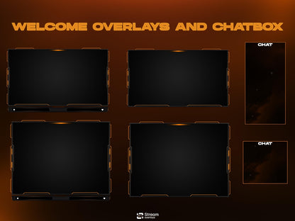 Cosmic Twitch Overlay | Space Gaming Stream | Orange Animated Pack | Nebula Streaming Scenes | Gaming Panels | Galaxy Theme | Streams Screen