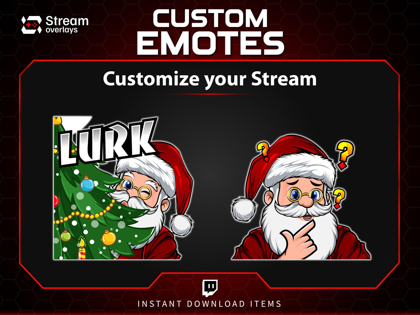Santa Twitch Emotes | Christmas Streamer Emotes (PNG, Instant Download)
