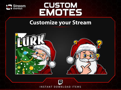 Santa Twitch Emotes | Christmas Streamer Emotes (PNG, Instant Download)