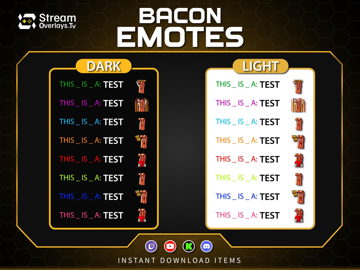 Bacon Twitch Emotes Pack | Funny Food Emojis | Cute Cartoon Emote | Emoji Set for Streamers,   Streamer Sticker, Twitch, Discord, Kick