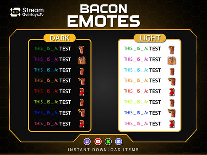 Bacon Twitch Emotes Pack | Funny Food Emojis | Cute Cartoon Emote | Emoji Set for Streamers,   Streamer Sticker, Twitch, Discord, Kick