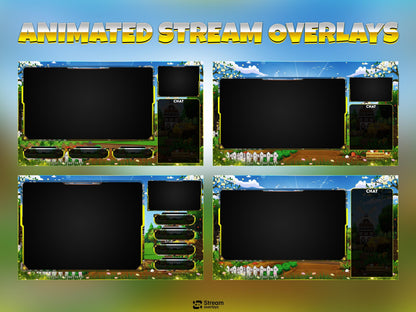 Farm Cute Game Overlay | Nature Stream Pack | Cozy Scenes | Animate Twitch Screens | Panels | Nature Streaming Package | Alerts,Sunny Stream