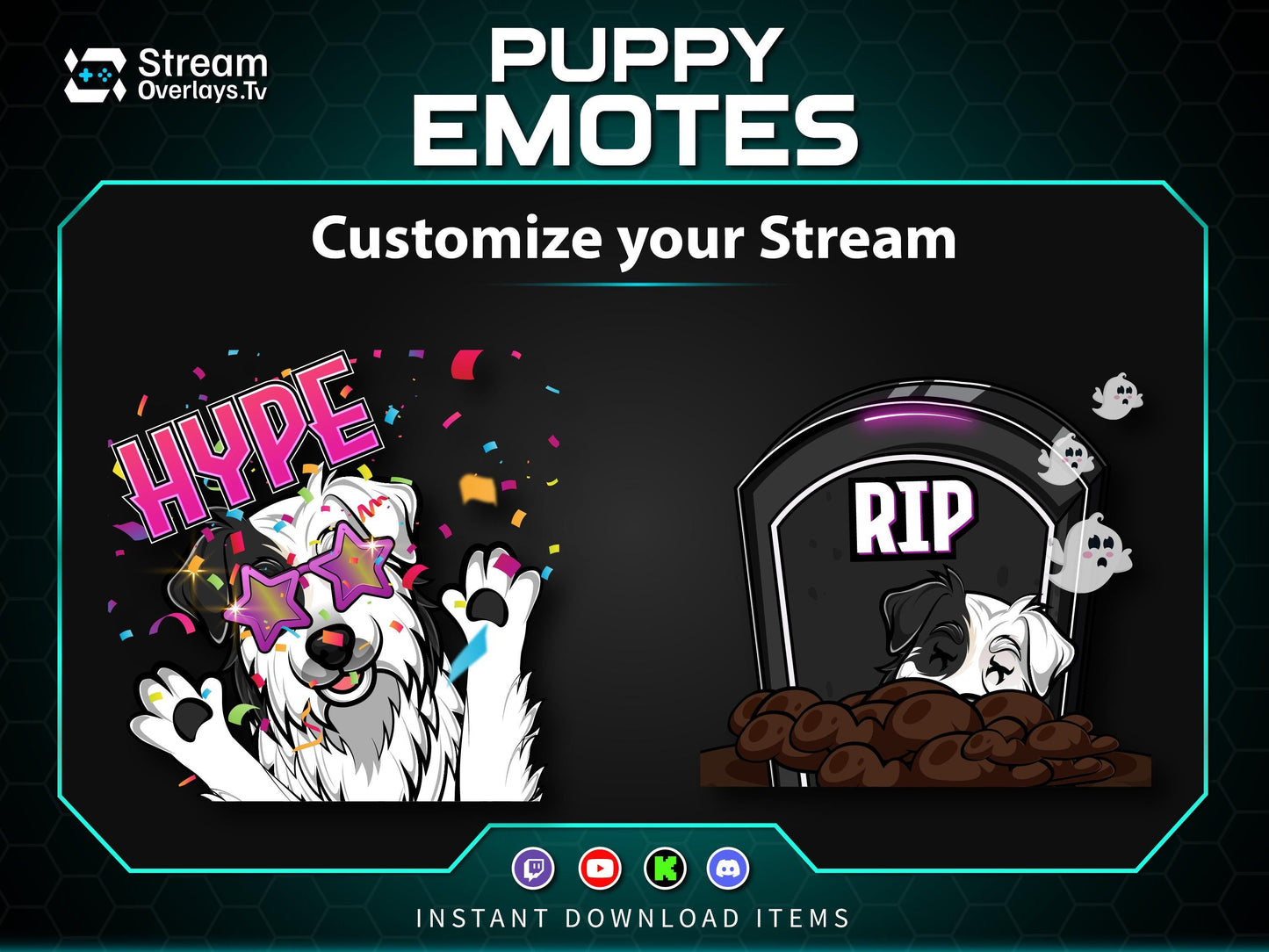 Dog Emotes Pack, Puppy Twitch Emotes, Cute Funny Dog Emote Bundle, Discord Twitch Streamer Emotes Set, Gaming Emotes Pack (Digital Download)