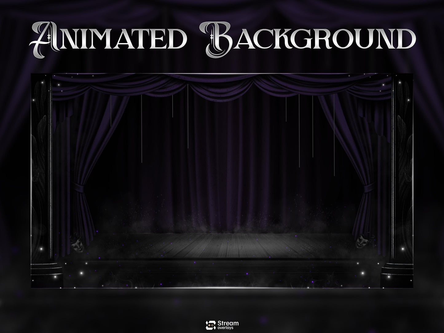 Elegant Theater Twitch Overlay Pack | Animated Dark Stage Curtain Stream Package, OBS Overlay, Twitch Panels, Stream Alerts | Kick & YouTube