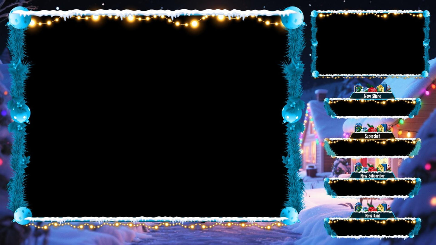 Santa Christmas Stream Package, Winter Twitch Overlay Pack