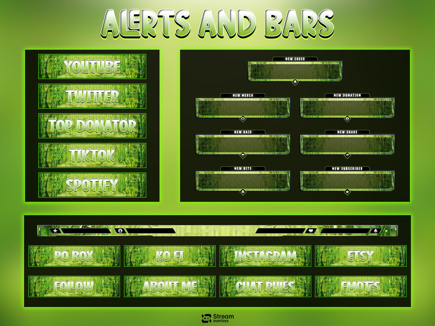Bamboo Animated Pack | Green Jungle Nature | Forest Twitch Overlay | Streaming Scenes | Gaming Panels | Alerts | Gaming Stream | Streams