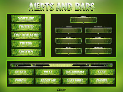Bamboo Animated Pack | Green Jungle Nature | Forest Twitch Overlay | Streaming Scenes | Gaming Panels | Alerts | Gaming Stream | Streams