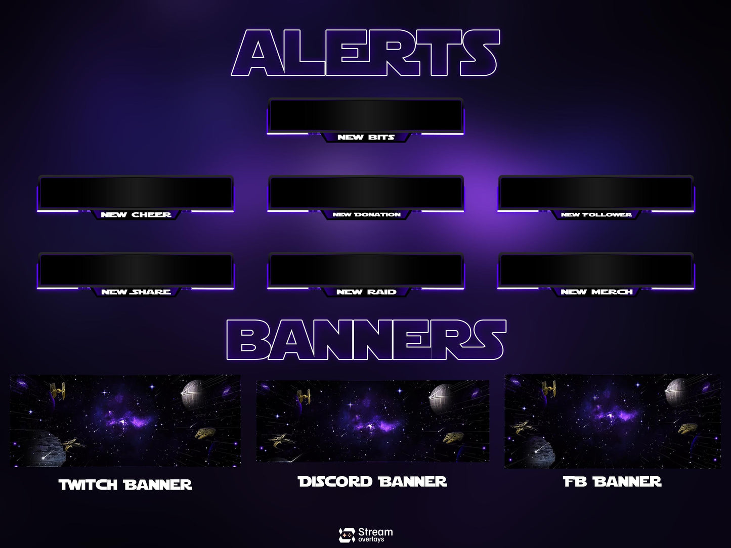 Space Twitch Overlay Pack | Animated Sci-Fi Stream Screens | Galaxy Streaming Package | gaming stream overlays | Streams Alerts | Streamlabs