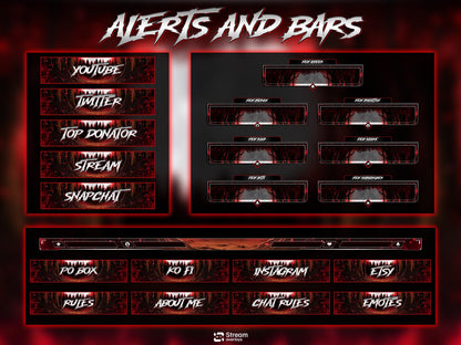 Moon Forest Animated Twitch Overlay | Blood Stream Pack | Dark Streams Screens | Streaming Scenes | Gaming Panels | Alerts | Horror Stream