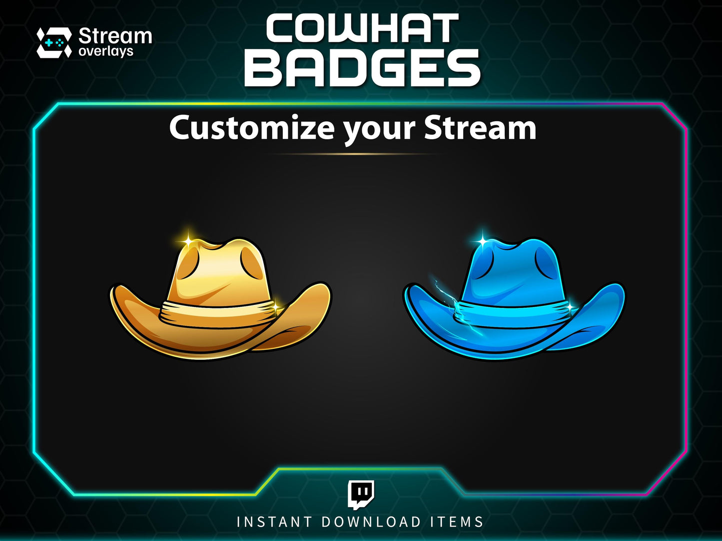 Twitch Cowhat Subscriber Badges | Western Hat Sub Badges | Loyalty Badges for Streamers | Western-Style Badges for Multi-Month Subscriptions