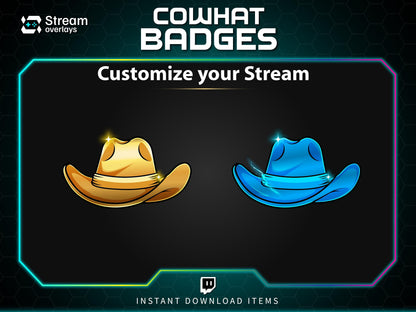 Twitch Cowhat Subscriber Badges | Western Hat Sub Badges | Loyalty Badges for Streamers | Western-Style Badges for Multi-Month Subscriptions