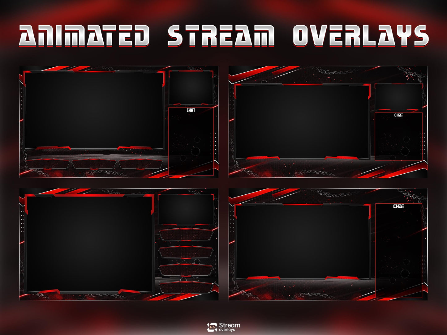 Chain Esports Twitch Overlay Pack| Boxing Stream | Red & Black Animated Scenes | MMA Streaming Screen | Twitch Alerts | Starting Soon, Panels