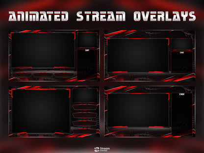Chain Esports Twitch Overlay Pack| Boxing Stream | Red & Black Animated Scenes | MMA Streaming Screen | Twitch Alerts | Starting Soon, Panels