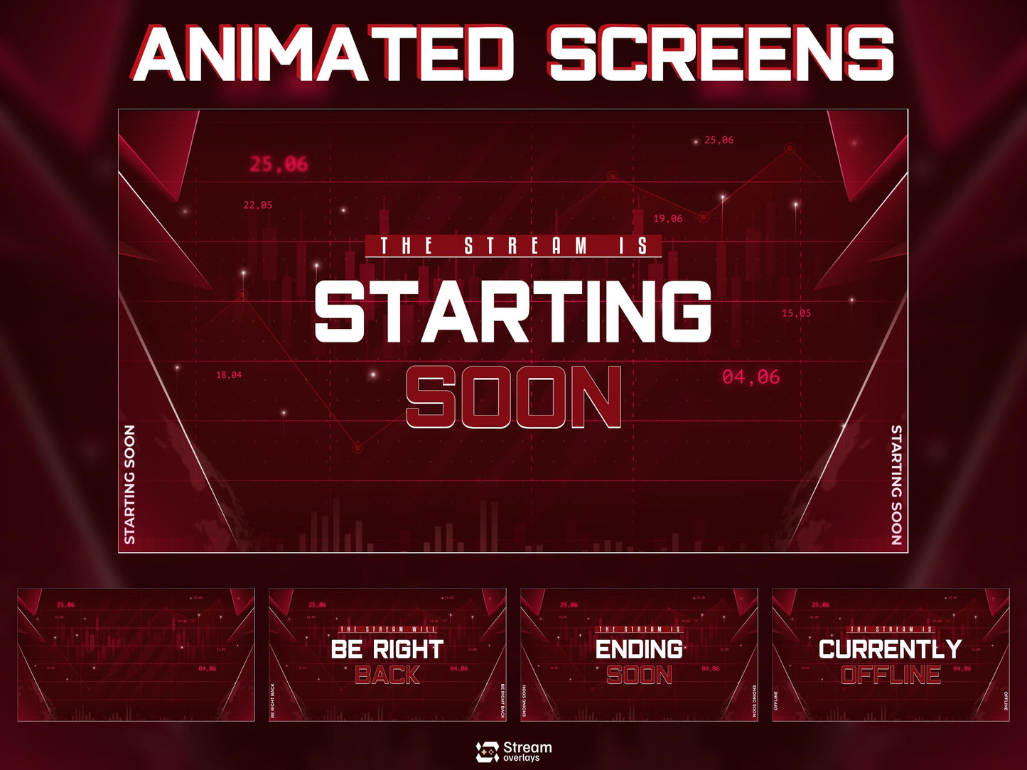 Trading Stream Overlay Pack | Animated Stock Market Screens | Crypto Finance Twitch | Wall Street Overlays | Forex Streamers | Kick Trader