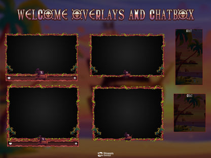 Pirate Twitch Overlay | Tropical Animated Stream Pack | Adventure Streams | Twitch Alerts | Starting Soon | Panels | Streaming Package, BRB