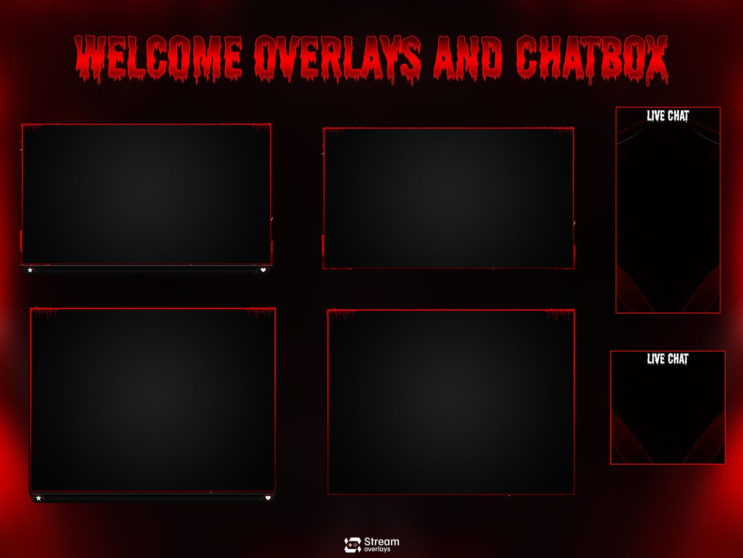 Horror Twitch Overlay | Animated Pack | Dark Gaming Stream | Red Blood Gaming Streams | Streaming screens | OBS, Streamlabs & Kick Screens