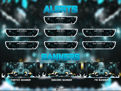 Ice Twitch Stream | Animated Frozen Streams | Snow Throne Streaming Screens | Fantasy Scenes | Animate Alerts | Snow Gaming OBS | Panels