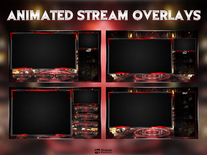 Horror Gothic Stream Overlay Pack, Dark Fantasy Library Twitch Overlay, Magic Cathedral Gaming Overlay, Animated OBS Stream Screens & Panels
