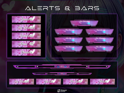 Anime Girl Twitch Overlay | Cute Streaming Pack | Sakura Stream Screen | Animated Overlays | Cherry Blossom Theme | Twitch Alert | Cozy Vibe