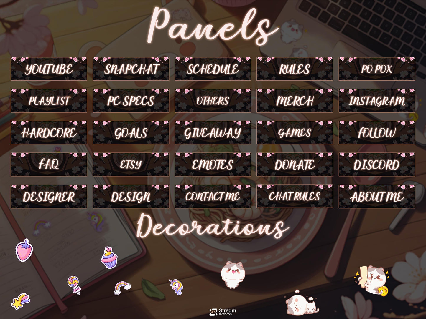 Cozy Bear Twitch Overlay Pack | Kawaii Stream Screens | Pastel Desk Theme | Cozy Starting Soon BRB Ending & Alerts