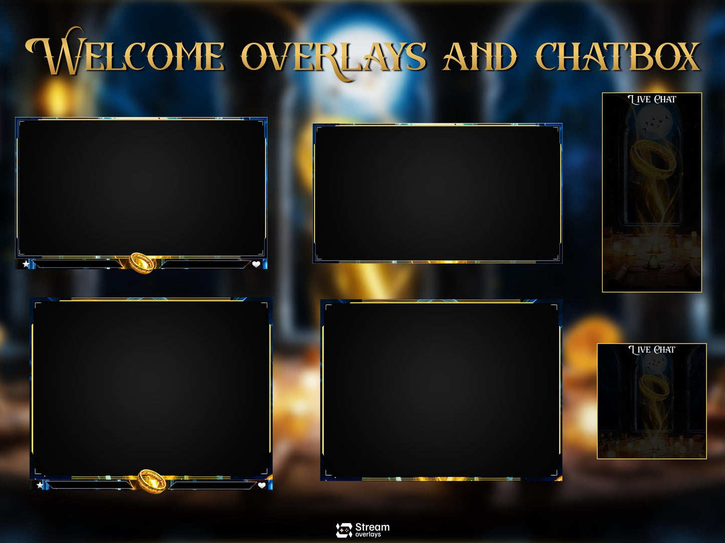 Ring of Lord Stream Overlay, Fantasy Magic Twitch Overlay, Medieval Castle Stream Screens, Mystic Fantasy Starting Soon Alerts Panels OBS