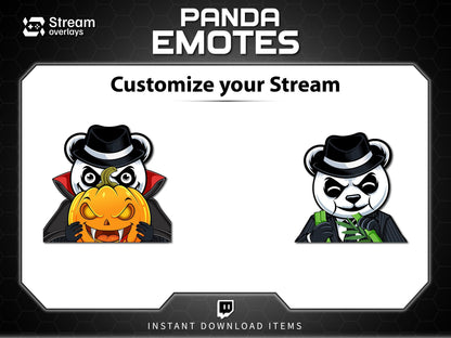 Mafia Panda Twitch Emotes | 10 Gangster Panda Discord Emotes | Pinstripe Suit Stream Package, Chibi Panda Twitch Graphics | Instant Download