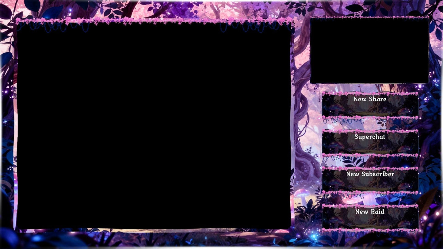 Sakura Forest Twitch Overlay Pack | Fantasy Woodland Stream Screens | Magical Anime Style | Animated Alerts & Facecam
