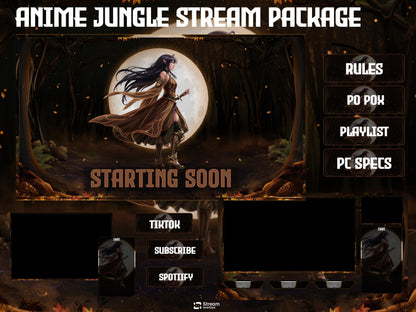 Anime Jungle Twitch Overlay | Forest Stream Package | Animated Streaming Pack | Fantasy Stream Screens | Alerts | Panels | Gaming Overlays