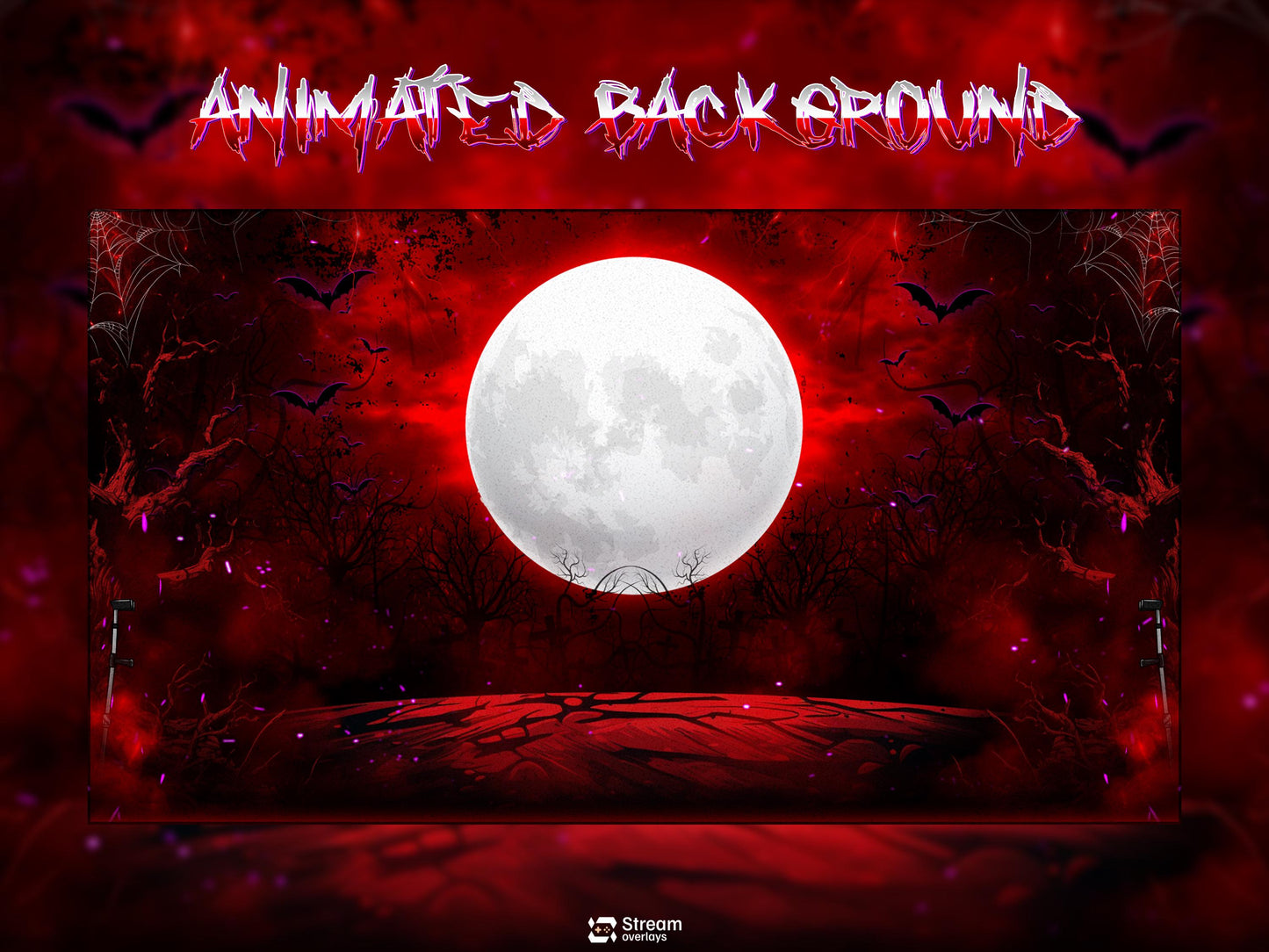 Dark Horror Twitch Overlay Pack | Moon Stream Package | Animated Screens| Red Streams | Gaming Alerts, Starting Soon, spooky Streams, Panels