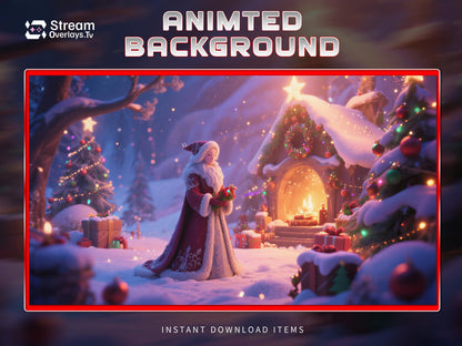 Enchanted Winter Santa Background– Cozy Christmas Cottage | Animated Christmas Background | Magical Christmas Background |Snowy Wonderland