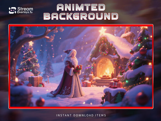 Enchanted Winter Santa Background– Cozy Christmas Cottage | Animated Christmas Background | Magical Christmas Background |Snowy Wonderland