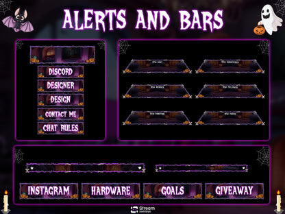 Animated Halloween Twitch Stream Pack, Spooky Halloween OBS Overlay, Kawii Stream package, Spooky Twitch Overlay Package, Cute Ghost Overlay