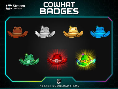 Twitch Cowhat Subscriber Badges | Western Hat Sub Badges | Loyalty Badges for Streamers | Western-Style Badges for Multi-Month Subscriptions