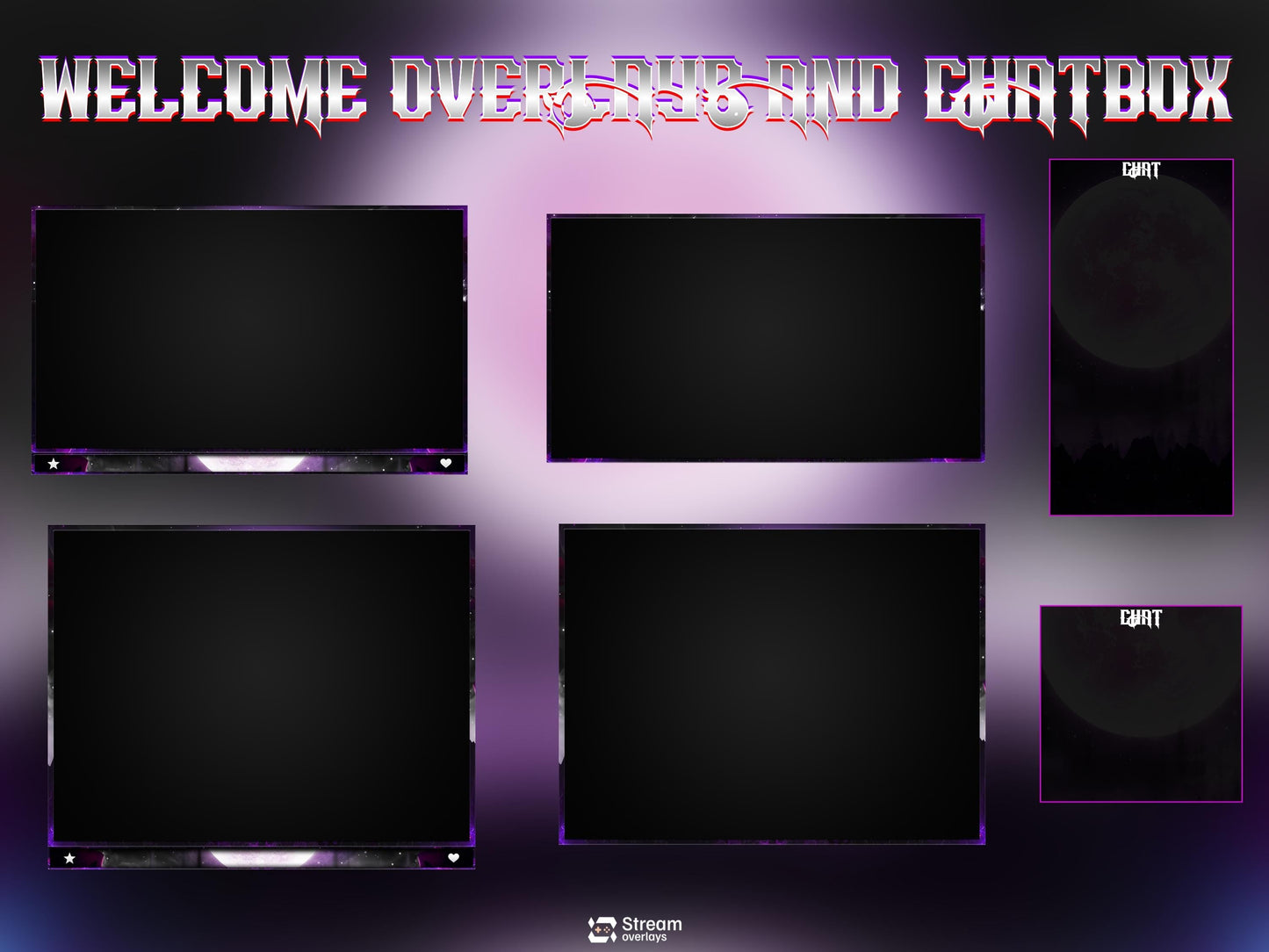 Gothic Moon Fantasy Twitch Overlay Pack | Night Animated Stream Package | Streaming Scenes | Fantasy Gaming | Panels | Alerts | Screens