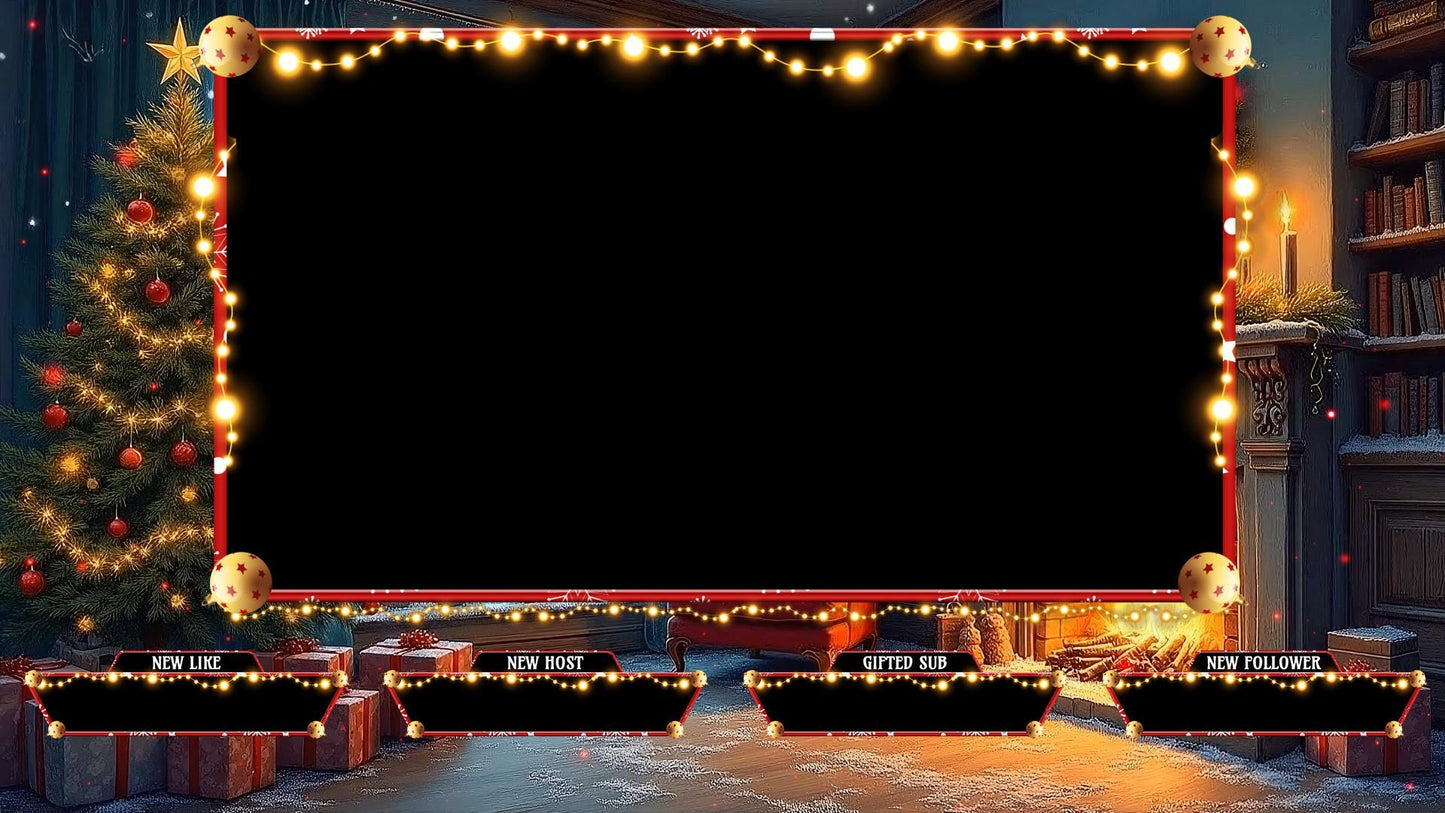 Cozy Christmas Twitch Overlay Pack | Winter Fireplace Stream Screens | Holiday Snow Scene | Animated Alerts & Facecam