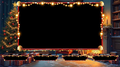 Cozy Christmas Twitch Overlay Pack | Winter Fireplace Stream Screens | Holiday Snow Scene | Animated Alerts & Facecam