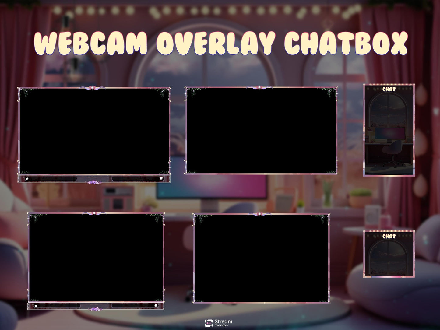 Cozy Pastel Gaming Room Twitch Overlay Pack | Animated Stream Package, OBS Overlay, Twitch Panels, Stream Alerts, Stream Transition, YouTube